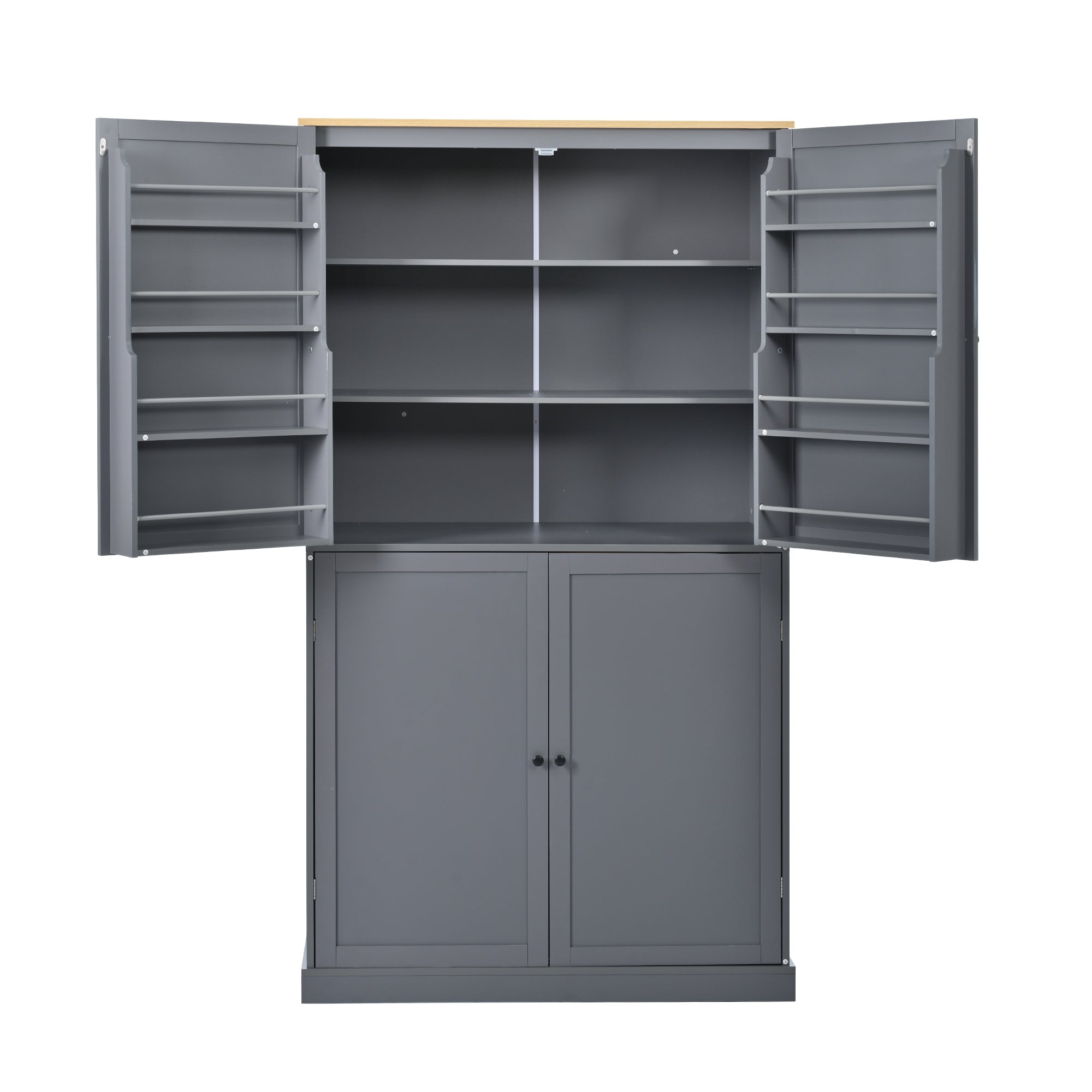 [Assembly Video Provided]TOPMAX 40.2x20x71.3inch High Freestanding Kitchen Pantry Large Cupboard Storage Cabinet with 2 Drawers, 2 Adjustable Shelves, 8 Door Shelves for Kitchen, Dining Room,Gray - Grand Goldman Shop