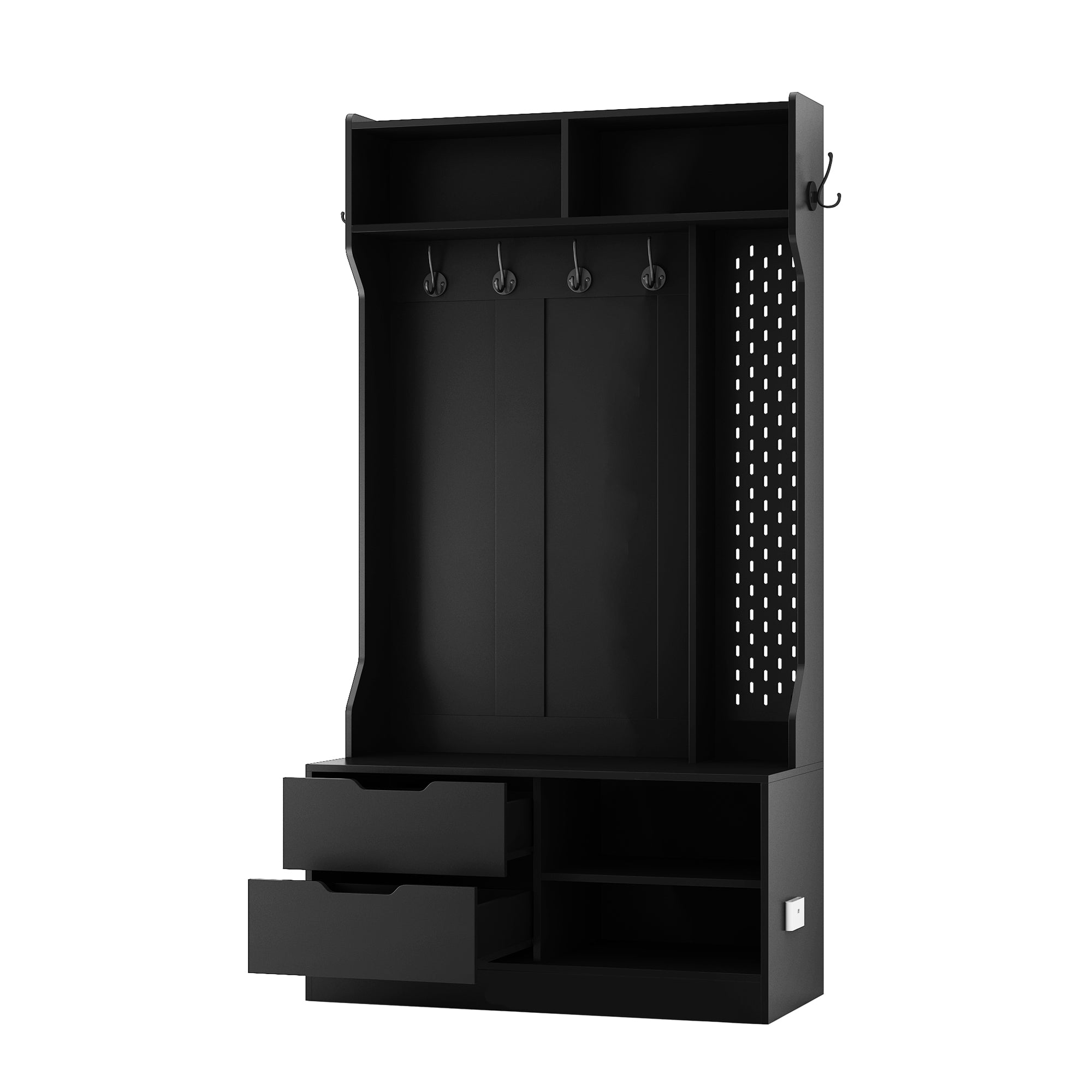 Hall Tree with 6 Hooks,Coat Hanger, Entryway Bench, Storage Bench,for Entrance, Hallwa,black - Grand Goldman Shop