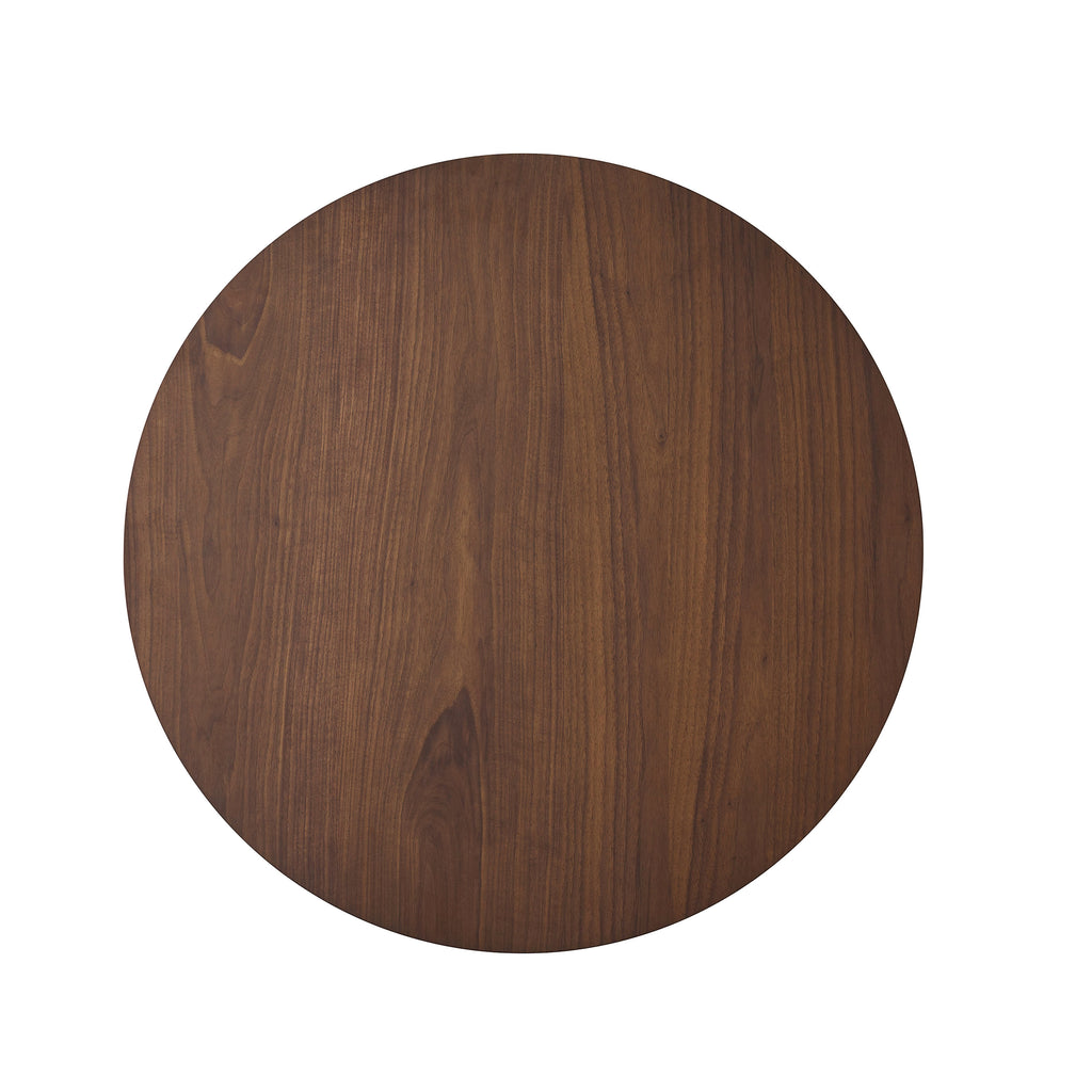 Round Counter Height Dining Table with Thick Rubberwood Legs and Support Beams, Walnut - Grand Goldman Shop