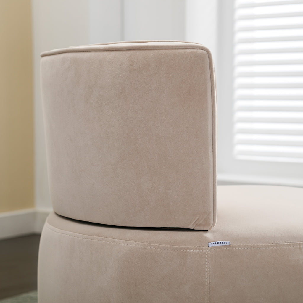 Swivel Barrel Accent Sofa Chair, 360 Degree Rotation, Fluffy Velvet Fabric, Beige, 25.20'' x 25.59'' x 26.38'' - Grand Goldman Shop