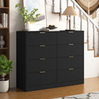 8 Drawers Dresser for Bedroom, Wood Bedroom Dresser Modern Drawer Chest, 8 Chest of Drawer, Tall Dresser for Closet, Dressers Organizer for Living Room, Closet, Hallway Black - Grand Goldman Shop