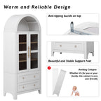 K&K 71' Tall Arched Kitchen Pantry Cabinet with 2 Large Drawers, Modern Farmhouse Kitchen Storage Cabinets with Adjustable Shelves, Glass Door, Wood Versatile Cupboard for Kitchens, Dining Room, White - Grand Goldman Shop