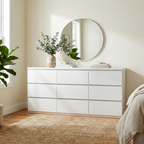 9 Drawer Dresser with No Handle Design, Modern White Matte Wood Dresser for Bedroom, Storage Chest of Drawers for Living Room, Hallway, Entryway - Grand Goldman Shop