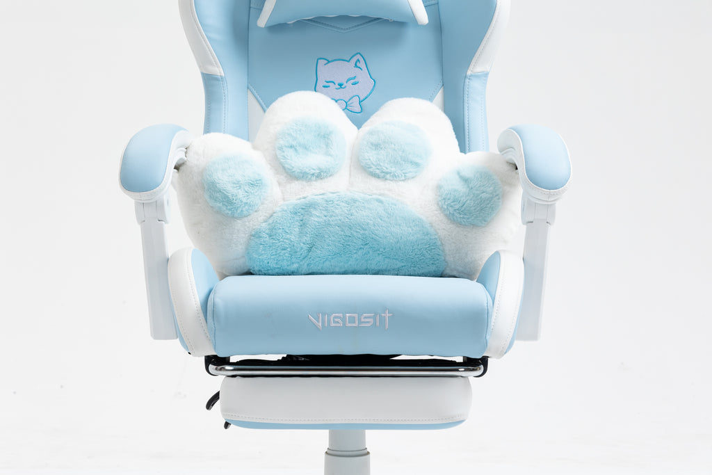 Cat Ears Gaming Chair - Ergonomic PU Leather Office Chair, Cute Chair with Footrest for Adult 310lbs Capacity, 90°-155° Recli