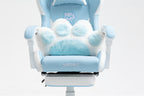 Cat Ears Gaming Chair - Ergonomic PU Leather Office Chair, Cute Chair with Footrest for Adult 310lbs Capacity, 90°-155° Recli