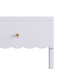 Modern Nightstand with Drawer and Open Shelf, Scalloped Edge Bedside Table in Light Purple, Minimalist Side Table for Kids Room or Girls' Room, Engineered Wood, 16.93 x 14.96 x 26.77 inches - Grand Goldman Shop