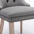 Nikki Collection Modern, High-end Tufted Solid Wood Contemporary Flax Upholstered Linen Dining Chair with Wood Legs Nailhead Trim 2-Pcs Set,Gray, SW6801GY - Grand Goldman Shop