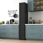 BLACK ,Large, Slim Storage Cart, Kitchen Rolling Cart, Narrow Storage Cabinet with Handle & Wheels, Wood Spice Rack Next to Fridge, Pantry Shelf for Kitchen, Small Spaces - Grand Goldman Shop