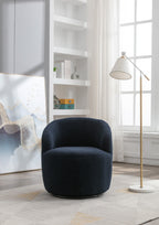 Teddy Fabric Swivel Accent Armchair Barrel Chair With Black Powder Coating Metal Ring,Dark Blue - Grand Goldman Shop