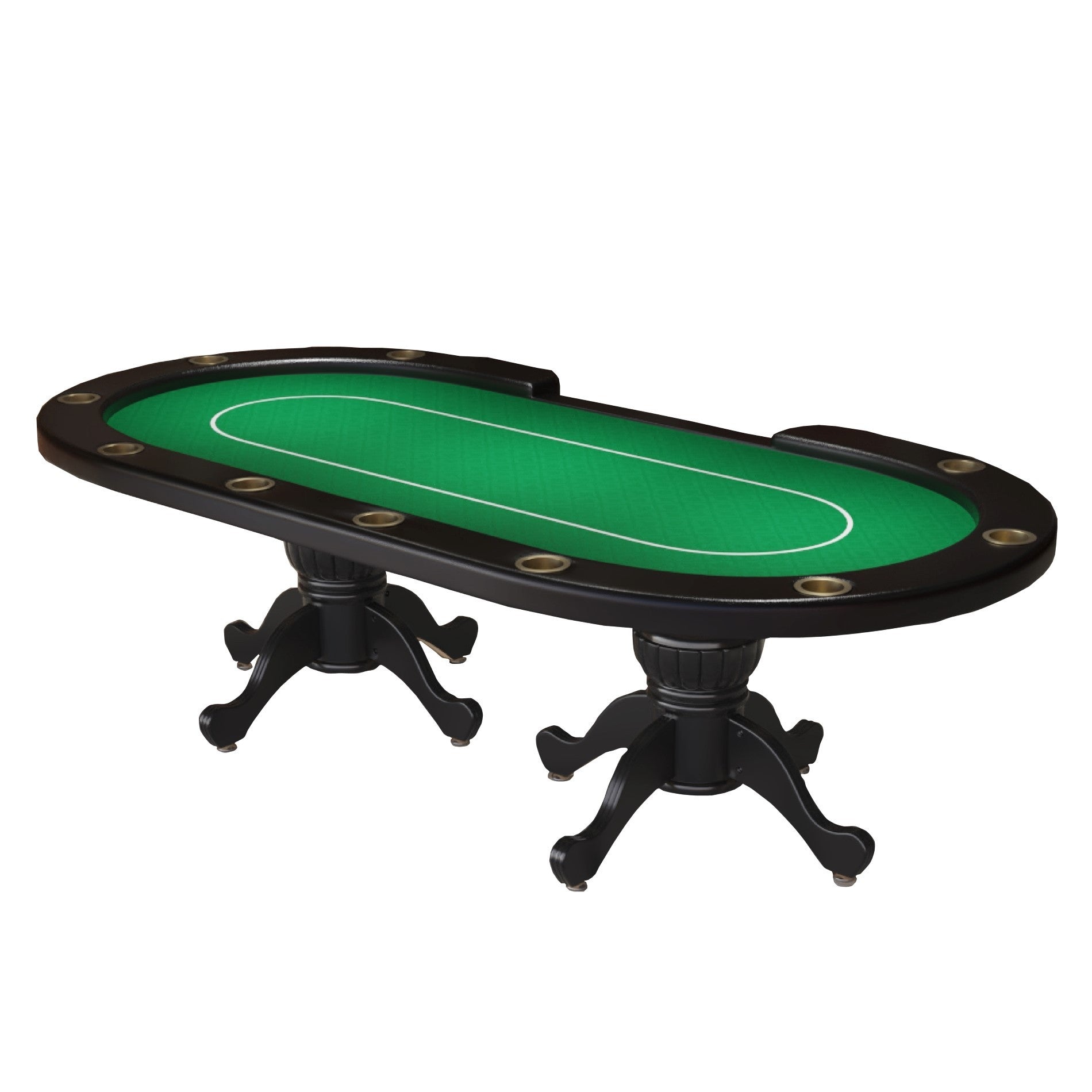 96' Oval Aura Poker Table for 10 Players Texas Holdem Poker Card with Bet Line Felt Surface Jumbo Cup Holders Green | Premium