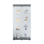 Two-door Glass Display Cabinet 4 Shelves with Door, Floor Standing Curio Bookshelf for Living Room Bedroom Office,  64.7'*31.