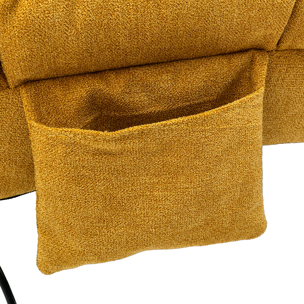 Ergonomic Linen Massage Chaise Lounge with Remote Control, Mustard Color, 5 Modes for Office, Living Room, Bedroom - Grand Goldman Shop