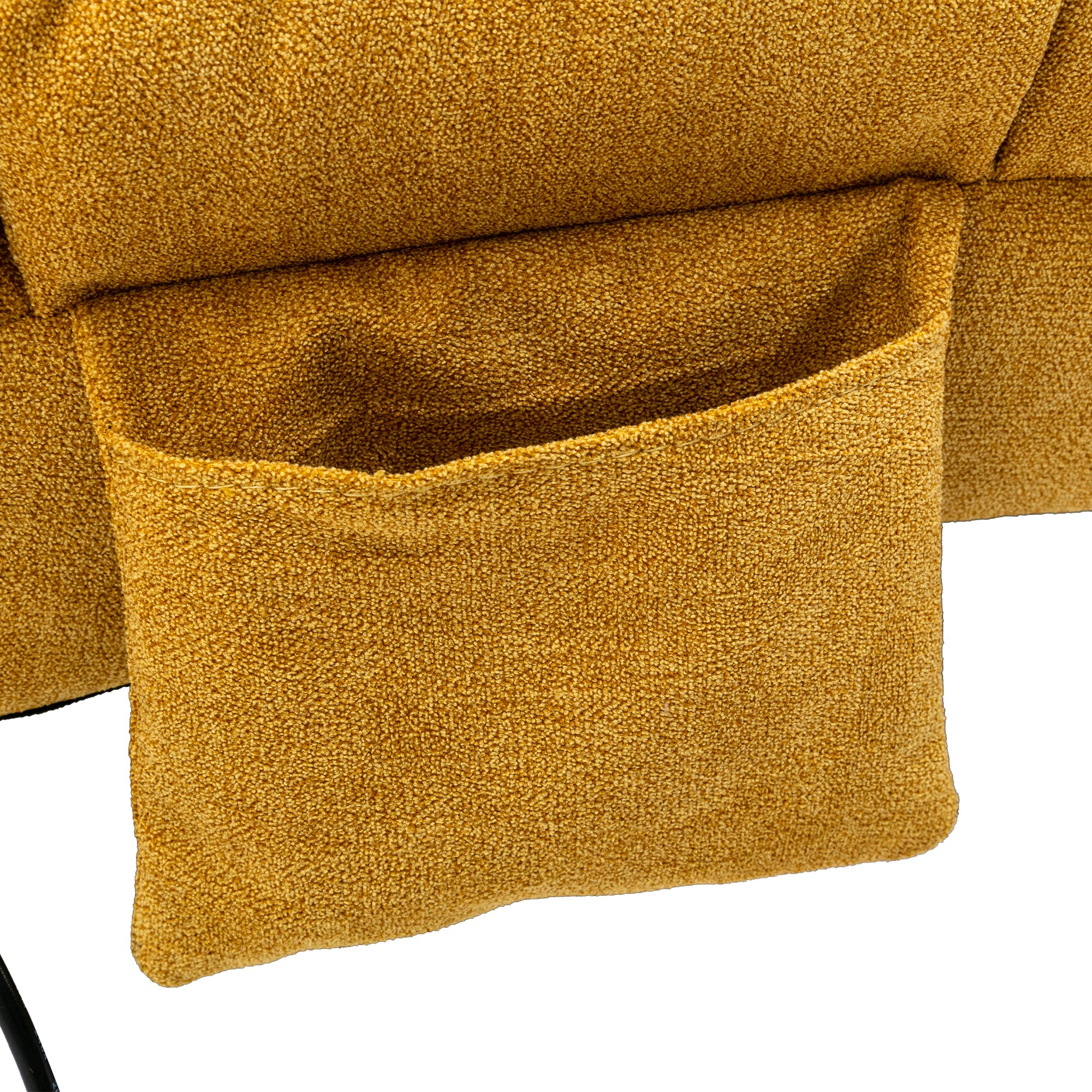Ergonomic Linen Massage Chaise Lounge with Remote Control, Mustard Color, 5 Modes for Office, Living Room, Bedroom - Grand Goldman Shop