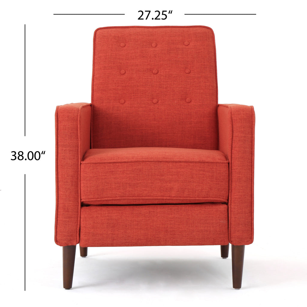 Macedonia Mid-Century Modern Button Tufted Fabric Recliner - Grand Goldman Shop