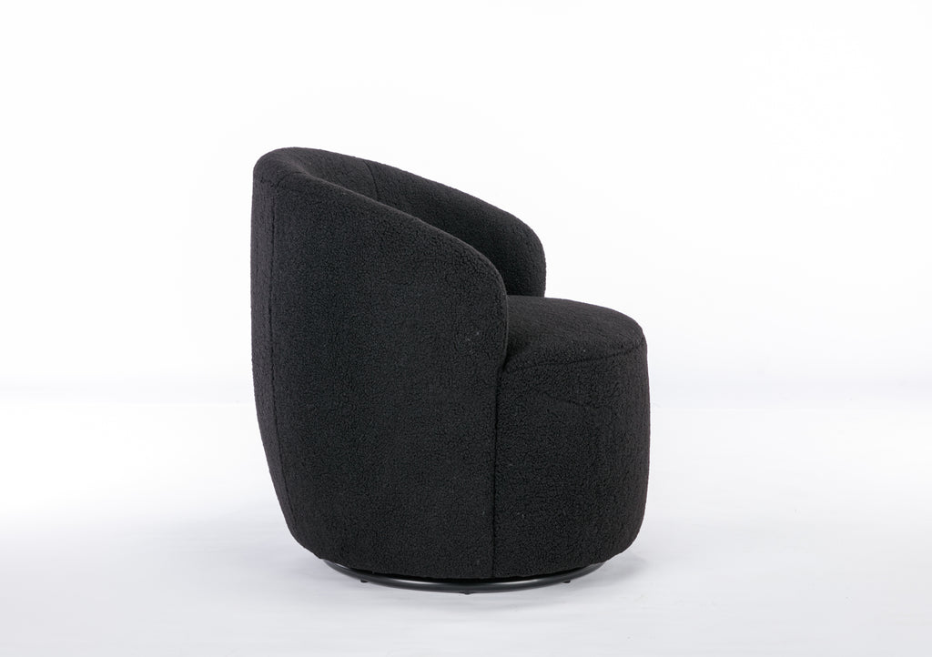 Teddy Fabric Swivel Accent Armchair Barrel Chair With Black Powder Coating Metal Ring,Black - Grand Goldman Shop