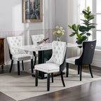 A&A Furniture,Nikki Collection Modern,High-end Tufted Solid Wood Contemporary PU and Velvet Upholstered Dining Chair with Wood Legs Nailhead Trim  2 Pcs Set,White+Black, SW2101WB - Grand Goldman Shop
