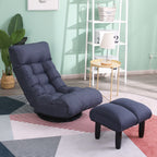 Navy Adjustable Japanese Reclining Floor Chair Sofa with Metal Frame for Living Room & Balcony - Grand Goldman Shop