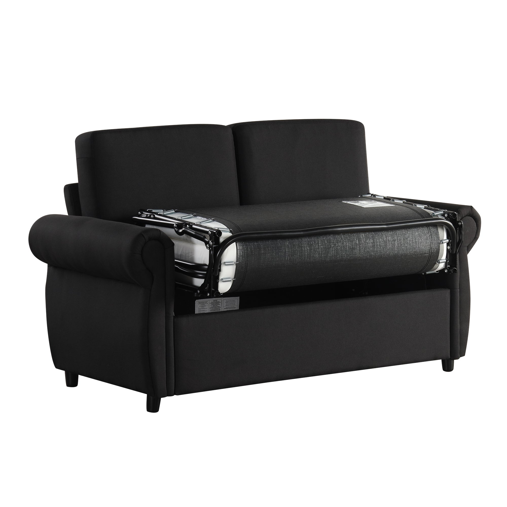 Orisfur Pull Out Sofa Bed Loveseat Sleeper with Twin Size Memory Foam Mattress & USB Ports, Black Linen - Grand Goldman Shop