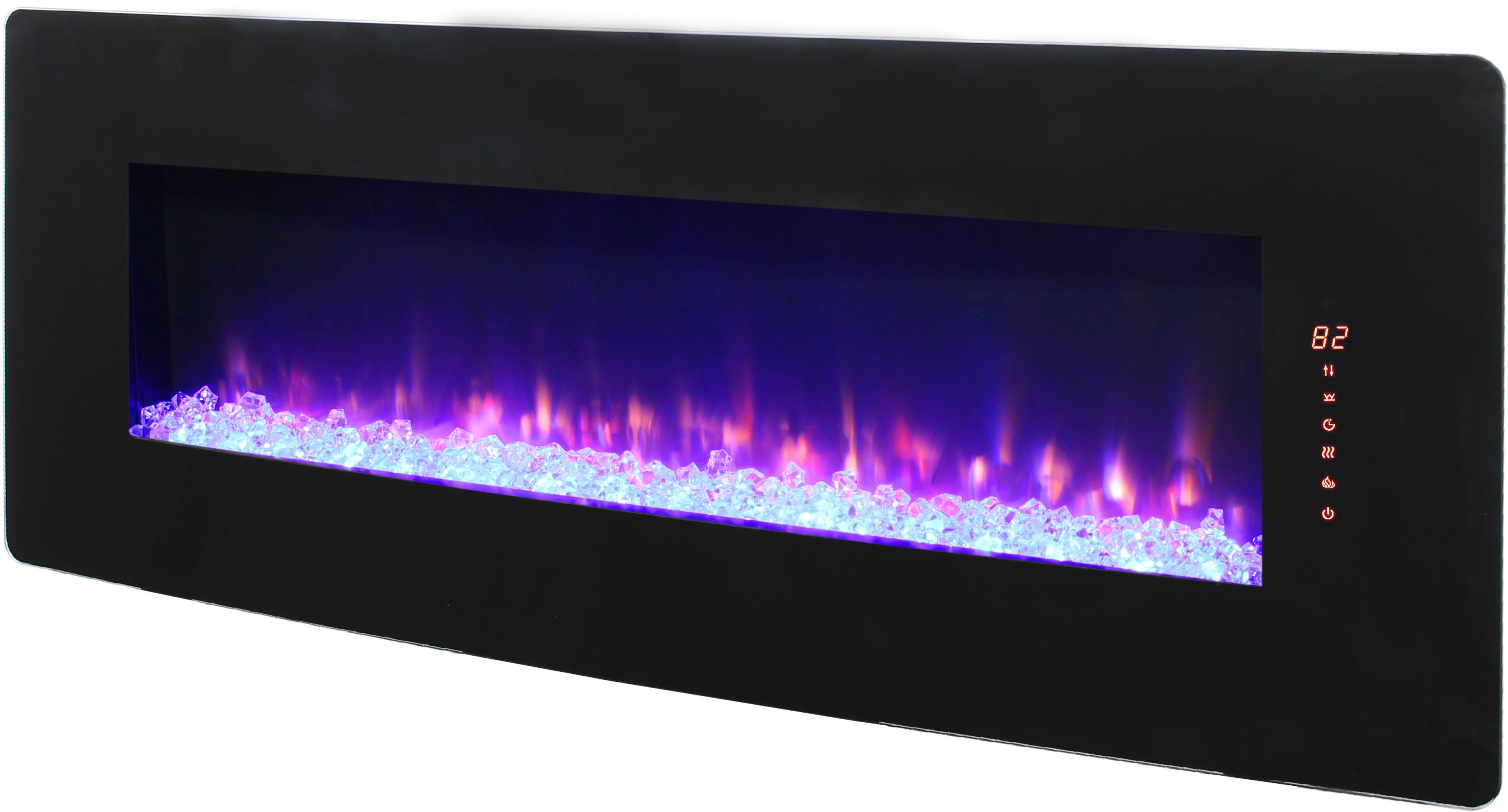 48 inch Curved Front Wall Mounted Electric Fireplace with remote and multi color flame & emberbed - Grand Goldman Shop