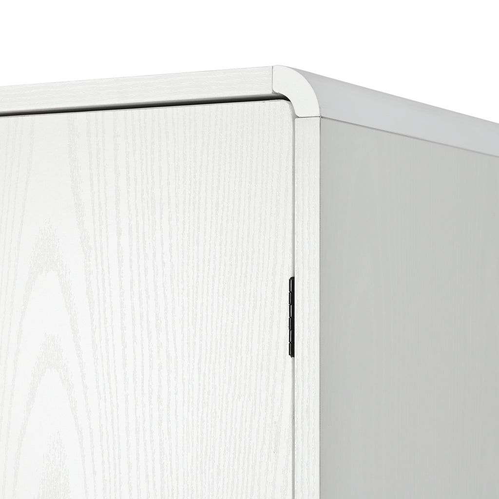 K&K 72' Tall Farmhouse Kitchen Pantry Cabinet with 8 Door Shelves, Curved Design Storage Cabinet with 3 Adjustable Shelves, Hidden Drawer, Versatile Cupboard for Kitchen, Dining & Bathroom, White - Grand Goldman Shop