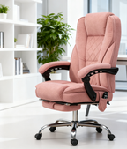 Heated Reclining Massage Office Chair with Adjustable Height and Footrest, Pink - Grand Goldman