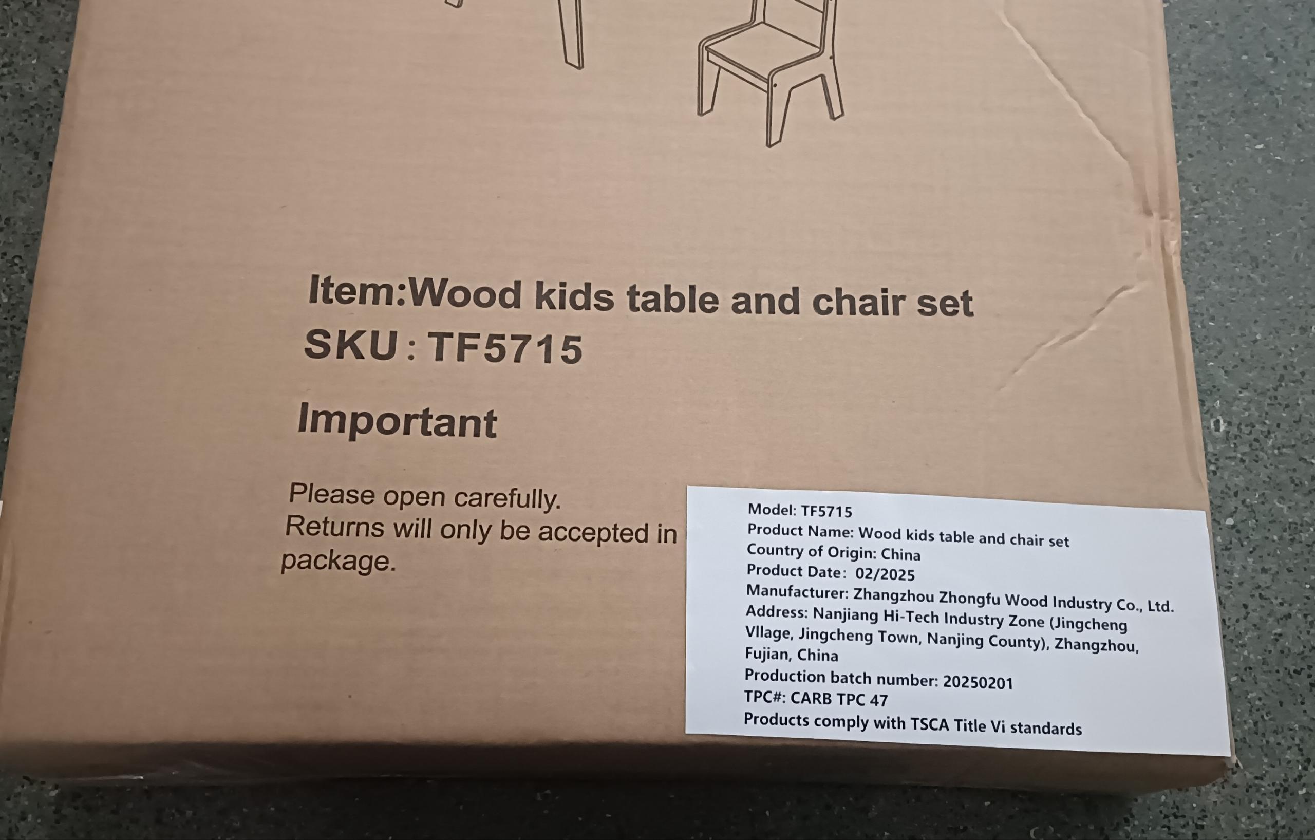 Kids Table Set with One Chair, Wooden Children Study Table, 2-8  Age Kids Funiture , White+Natural | Premium Home Decor - Gra
