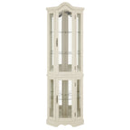 Curio Cabinet Lighted Glass Display Curio Cabinet w/Tempered Glass Doors and Shelves, Crown Corner Cabinet with Bulb, Corner Storage Decoration for Living room and Bedroom WHI - Grand Goldman Shop