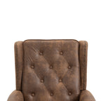 Modern Coffee Wood Frame Armchair with Sturdy Wood Legs and Microsuede Upholstery for Living Room - Grand Goldman Shop