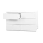 Modern White 6 Drawer Dresser, Wave Panel Drawer Fronts, Storage Cabinet, Versatile Chest of Drawers for Bedroom, Living Room - Sleek & Spacious Home Storage Solution - Grand Goldman Shop