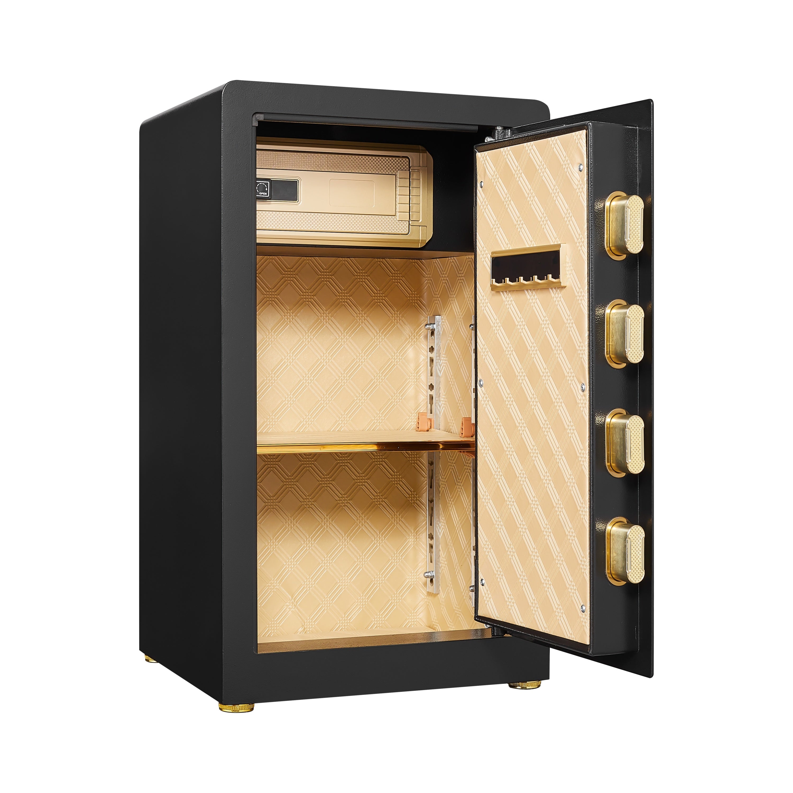 Security Electronic Steel Home Safe with Digital Lock, Removable Shelf, Mute Function, Black Metal Interior for Documents, Ca