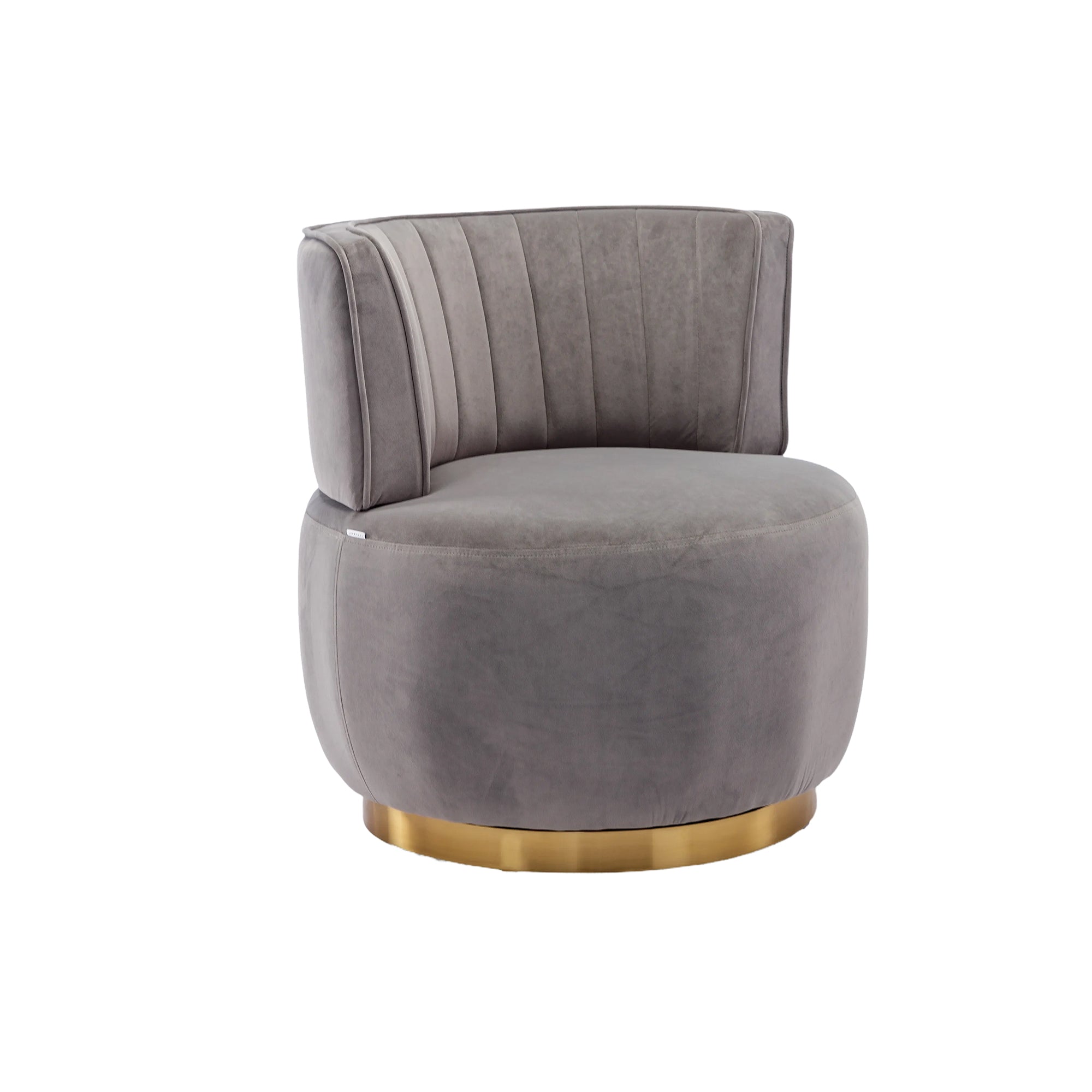Swivel Barrel Chair, Round Armchairs with Fluffy Velvet, 360 Degree Swivel, Gray, 25.20'' x 25.59'' x 26.38'' - Grand Goldman Shop