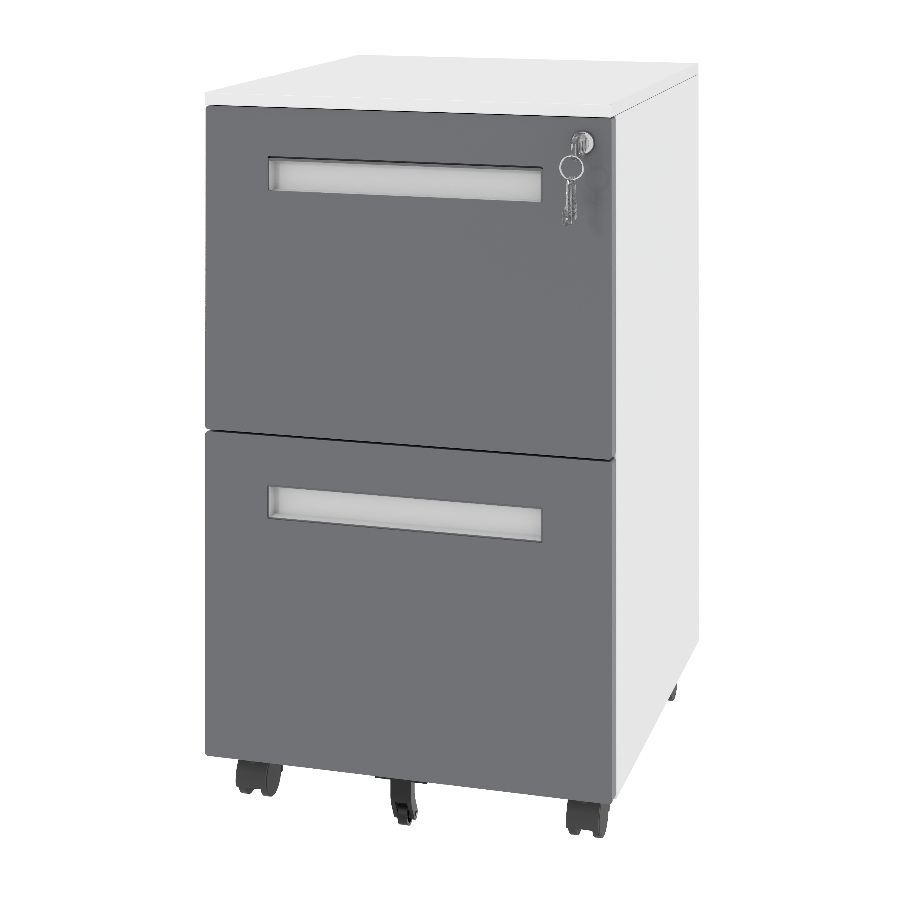 Stylish 2-Drawer Mobile File Cabinet with Lock, All-Steel Metal Storage Cabinet on 360° Wheels, White Finish, Holds A4/Letter