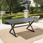 Rolando Outdoor Aluminum Dining Table with Steel Frame, Grey / Black - Grand Goldman Shop