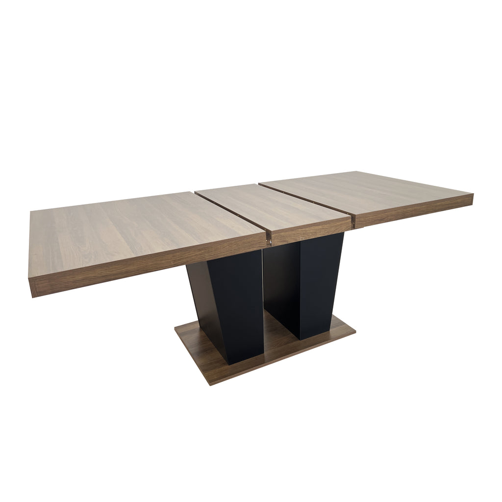 Extendable Dining Room Table for 4-10 People,Wooden Transformer Kitchen Dining Table with Black Double Sturdy Pedestal Base, Modern Expandable Large Table - Grand Goldman Shop