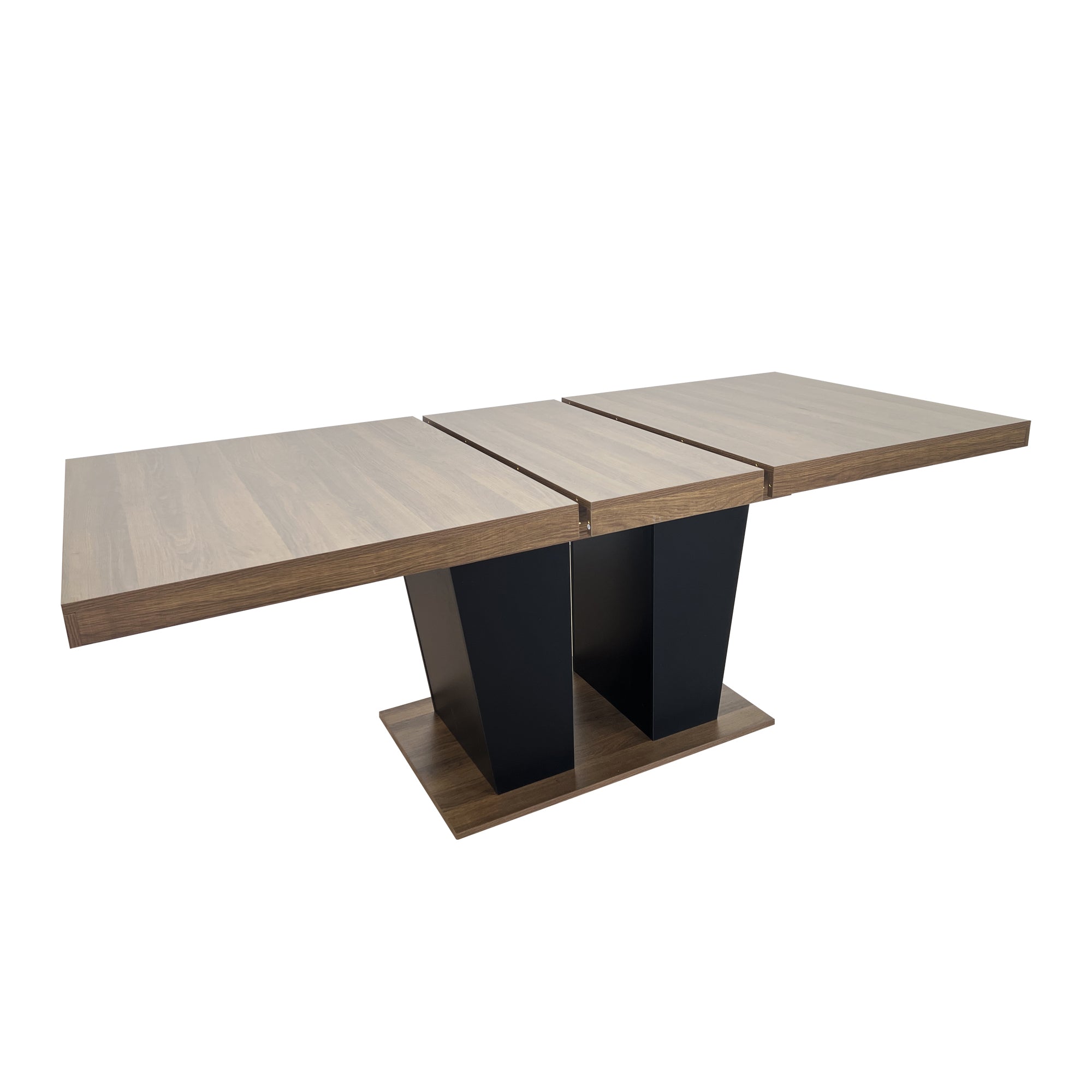 Extendable Dining Room Table for 4-10 People,Wooden Transformer Kitchen Dining Table with Black Double Sturdy Pedestal Base, Modern Expandable Large Table - Grand Goldman Shop