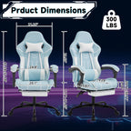 Gaming chair, Computer Chair Ergonomic Chair with Footrest Office Chair Ergonomic Computer Chair with Lumbar Backrest Bluewhi