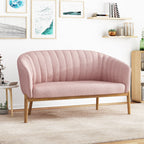 Mid Century Modern Loveseat with Channel Stitched Backrest - Grand Goldman Shop
