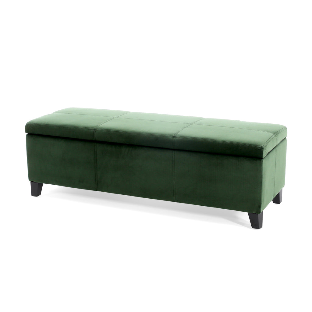 Indoor Forest Green Storage Ottoman Bench - 51.25''L Upholstered Entryway Bench with Hidden Storage, 300lbs Weight Capacity for Living Room, Bedroom & Hallway - Grand Goldman Shop