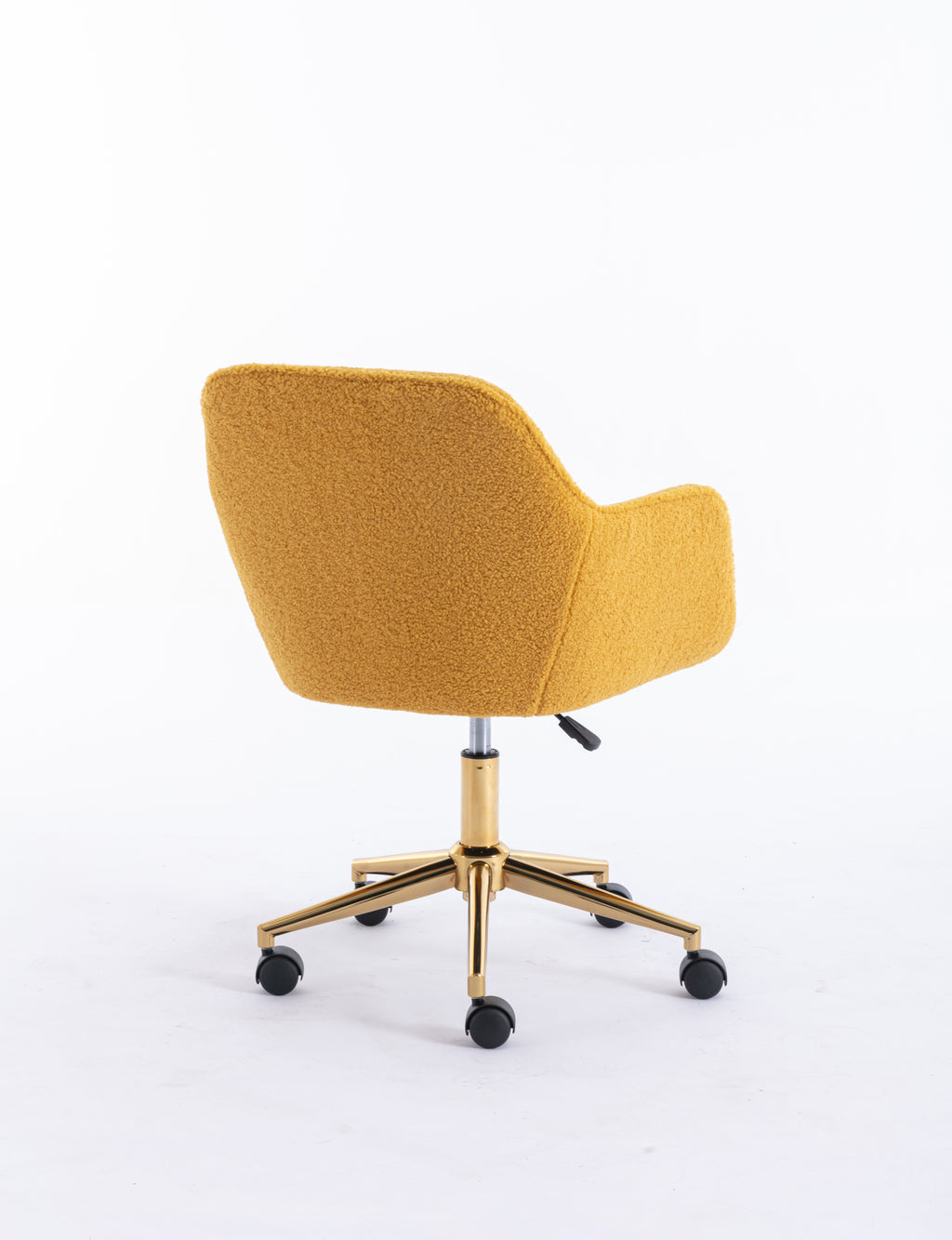 Modern Teddy Fabric Material Adjustable Height 360 Revolving Home Office Chair With Gold Metal Legs And Universal Wheel For I