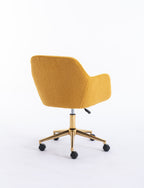 Modern Teddy Fabric Material Adjustable Height 360 Revolving Home Office Chair With Gold Metal Legs And Universal Wheel For I