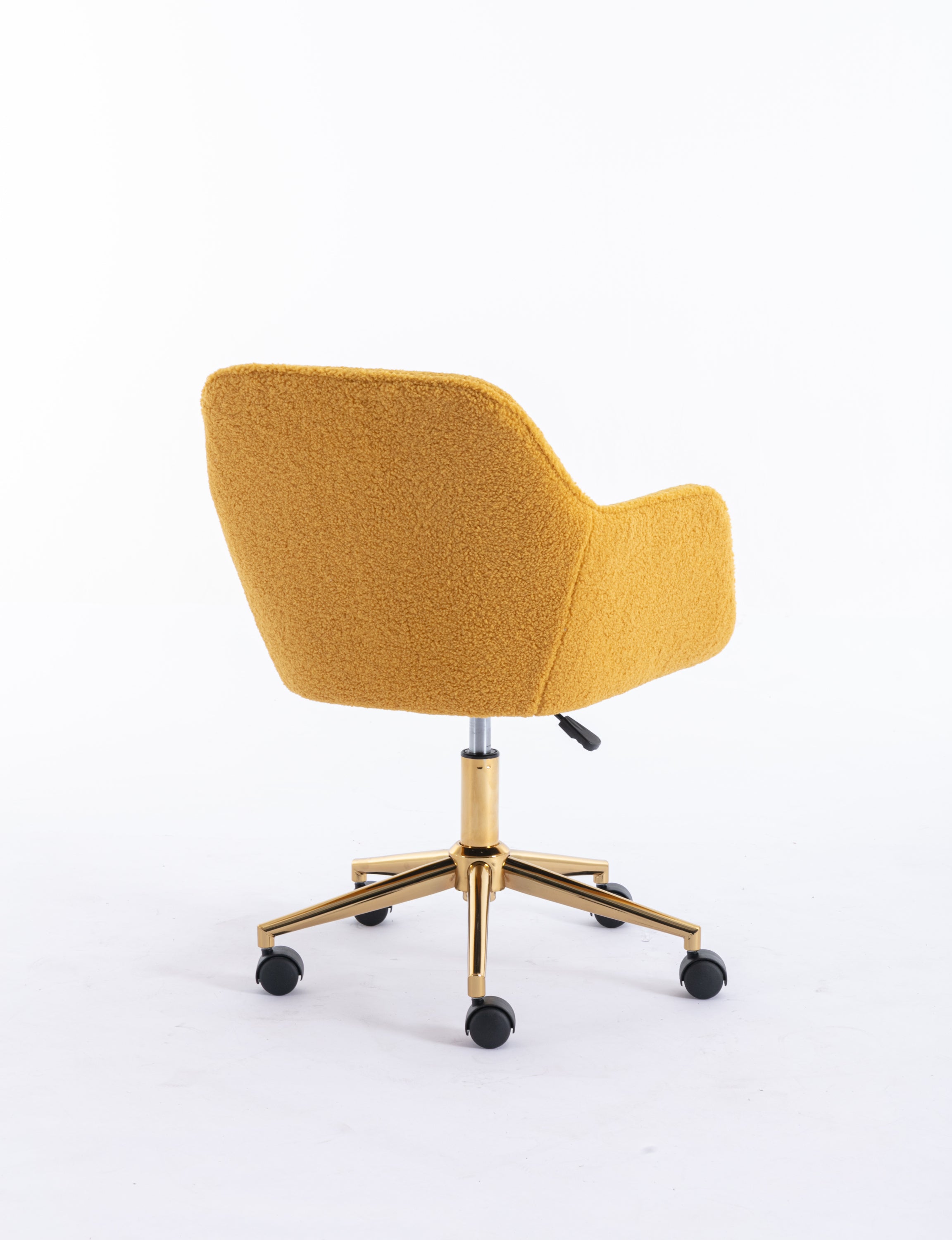 Modern Teddy Fabric Material Adjustable Height 360 Revolving Home Office Chair With Gold Metal Legs And Universal Wheel For I