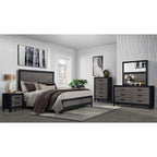 SOLUTO Urban Farmhouse King Bedroom Set Dark Gray and Black Solid Wood MDF - Grand Goldman Shop
