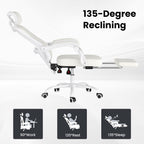 Ergonomic Office Chair with Footrest, Mesh Office Desk Chair with Headrest, High Back Computer Chair with Adjustable Lumbar S