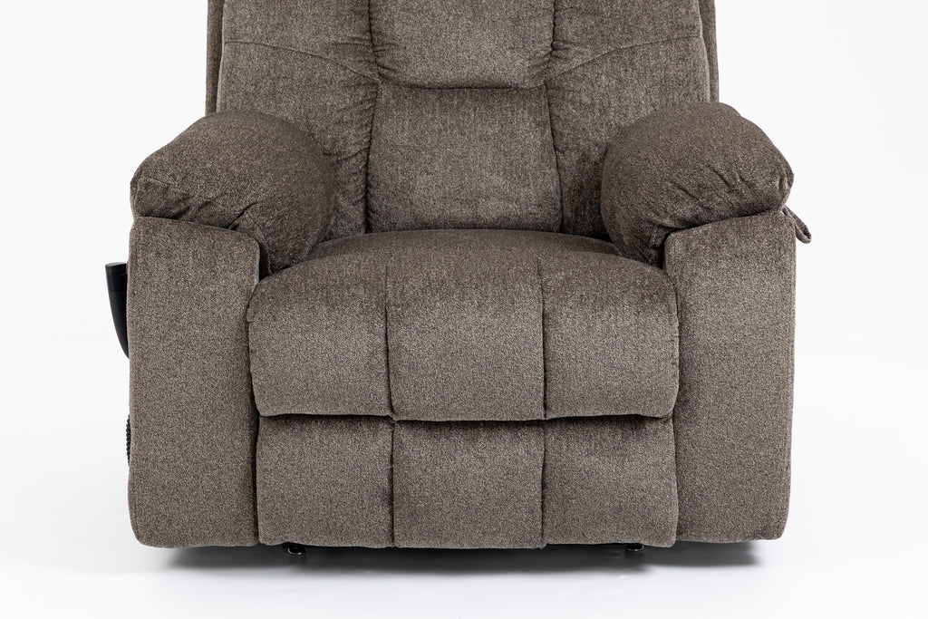 Old age electric lift chair, flat high density foam electric sofa, with heating and massage functions, can tilt to 180 degrees, 2 pocket cup holders, 2 remote controls, dual OKIN motors - Grand Goldman Shop