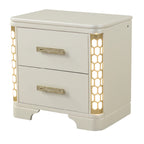 Jasmine Queen 5 Pc LED Bedroom Set in Beige made with Wood and Gold Accents - Grand Goldman Shop