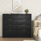 8 Drawers Dresser for Bedroom, Wood Bedroom Dresser Modern Drawer Chest, 8 Chest of Drawer, Tall Dresser for Closet, Dressers Organizer for Living Room, Closet, Hallway Black - Grand Goldman Shop