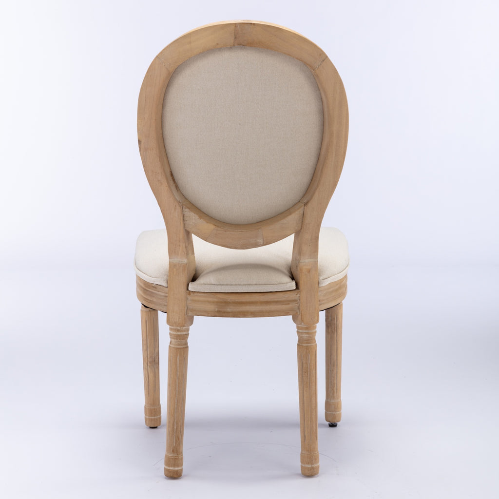 A&A Furniture,French Style Solid Wood Frame Antique Painting Linen Fabric Back Dining Chair,Set of 2,Beige,SW1845BG - Grand Goldman Shop