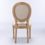 A&A Furniture,French Style Solid Wood Frame Antique Painting Linen Fabric Back Dining Chair,Set of 2,Beige,SW1845BG - Grand Goldman Shop