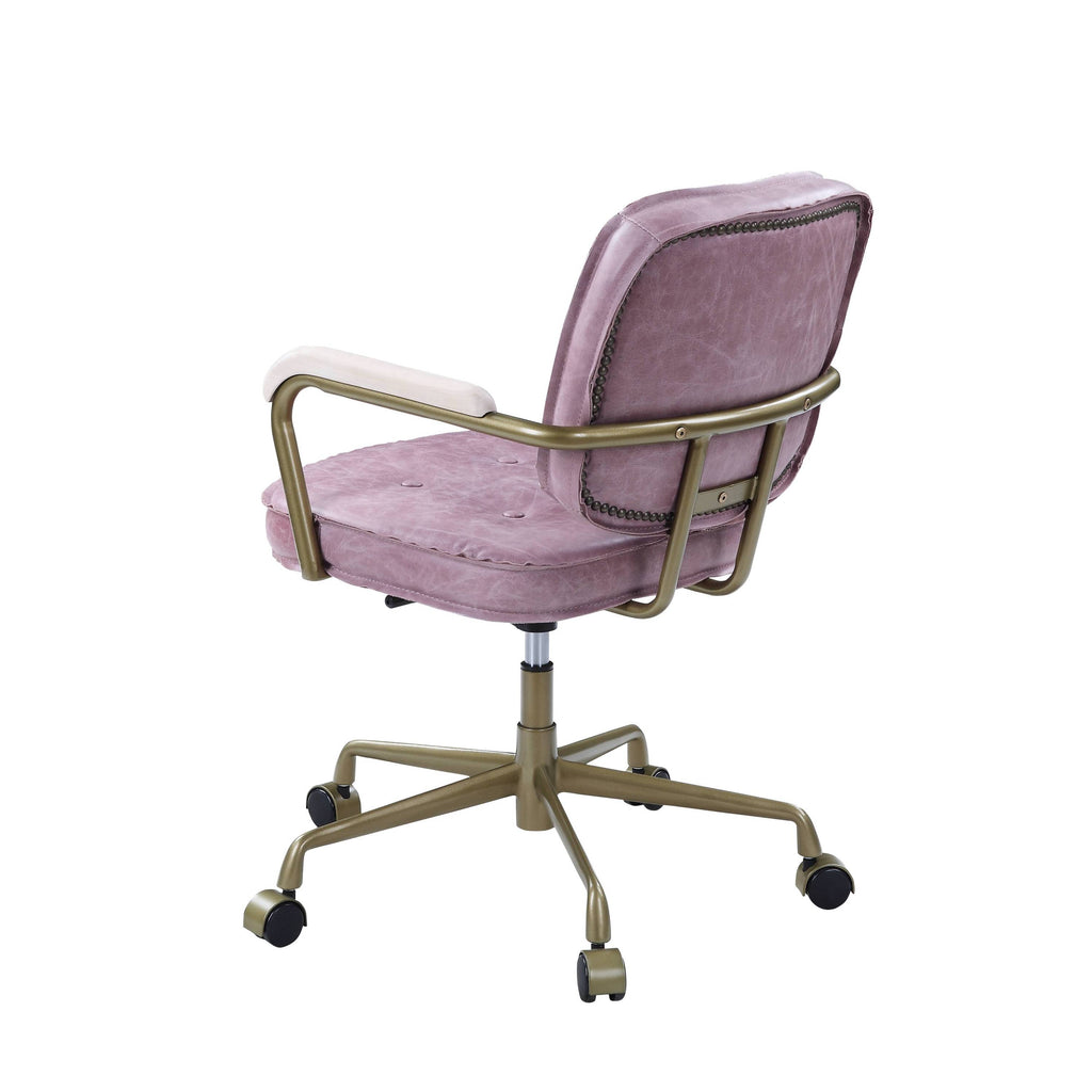 Siecross Pink Top Grain Leather Office Chair | Premium Home Decor - Grand Goldman