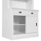 83.4'Tall Bookshelf Suite with LED Lighting, Modern Bookcase Suite with Sliding Doors,Drawers and Open Shelves,Storage Booksh